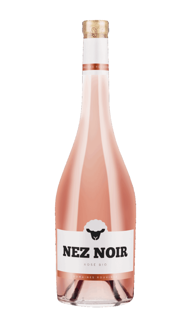 Bouteille de vin rosé bio Nez Noir des Domaines Rouvinez avec capsule en bois